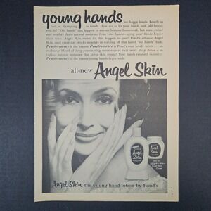 1961 Chesebrought Pond's Angel Skin Hand Creme & Body Lotion Vintage Print‎ Ad